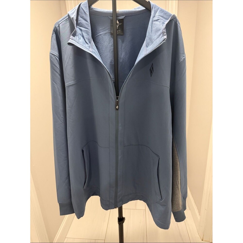 Skechers Men's Hooded Full-Zip Windbreaker in Dusty Blue - Picture 5 of 7